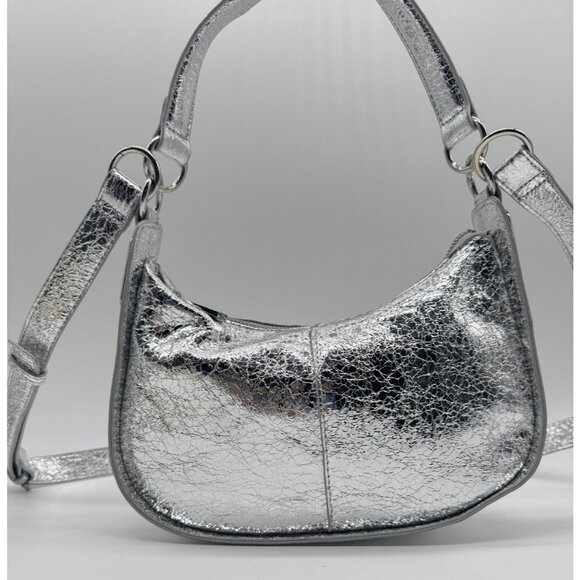 Macy's On 34th Dyanne textured small shoulder crossbody bag - Metallic silvermet - Picture 1 of 12